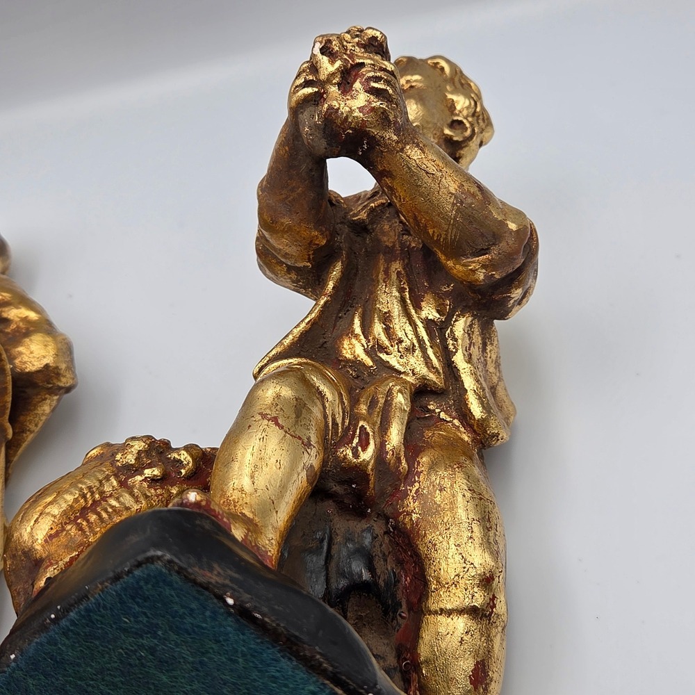 Thanhardt Burger Corp Figurines Set OS Gold Fair Vintage Gilded Boy Girl 7109AB